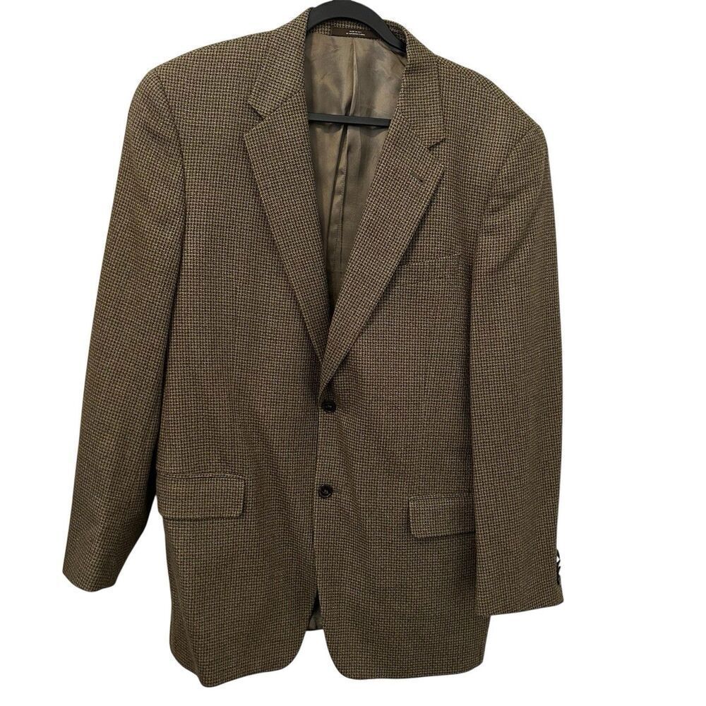 JOSEPH ABBOUD Mens Blazer Sport Coat Jacket Size 42L Wool Silk USA Houndstooth